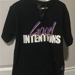 VLONE Black Tee with Purple and Gold Graphic